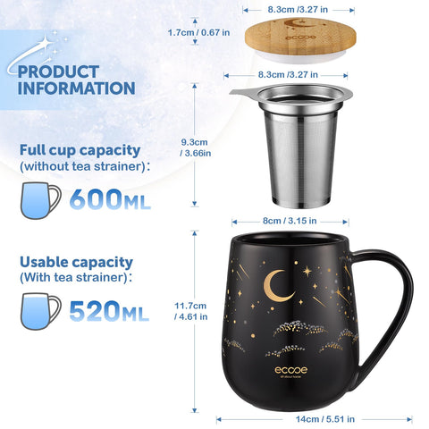 ecooe Bamboo lid provides stylish, secure cover while you steep.