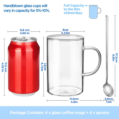 ecooe borosilicate glass mug, heat-resistant design for hot beverages.