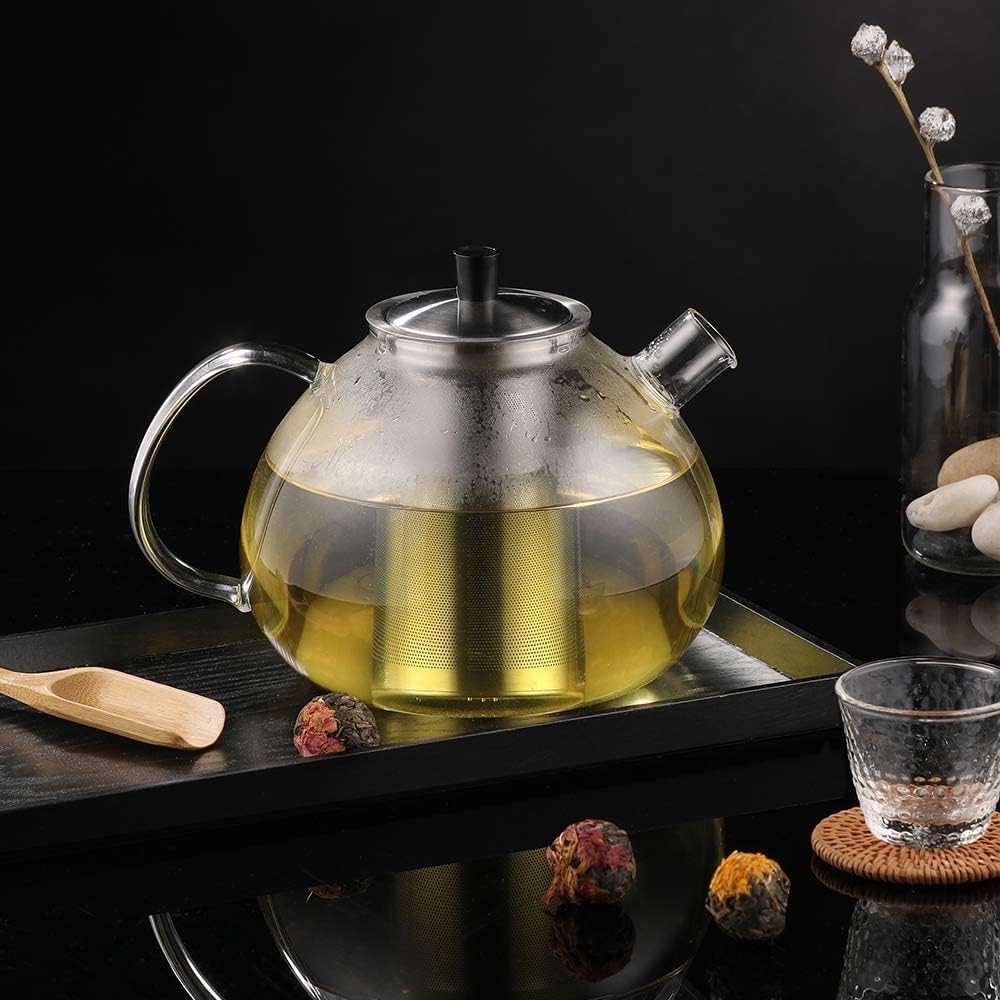 Ecooe clear glass teapot adds elegance while watching tea steep