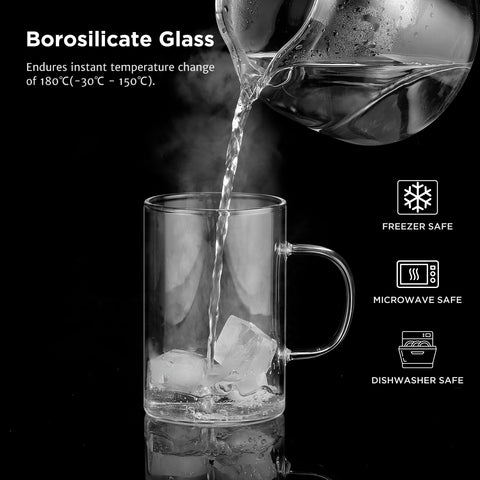 ecooe microwave and dishwasher safe glass mugs for easy cleanup.