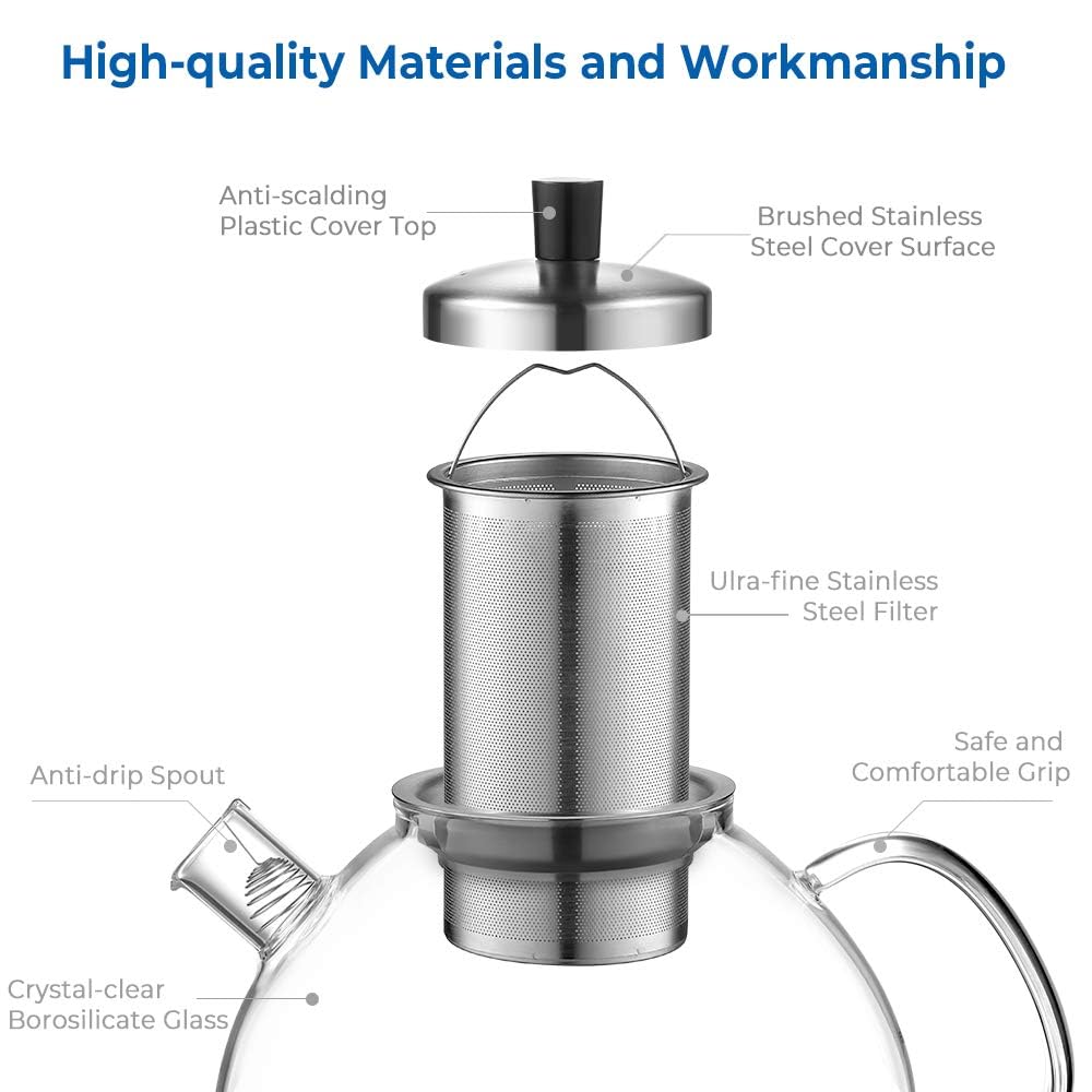 Ecooe removable ultra-fine filter for easy cleaning and versatile tea