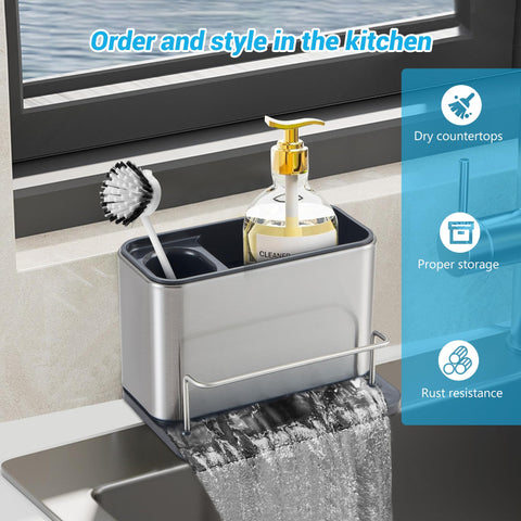 Ecookware LGX brush holder on sink edge promotes air-drying after use.
