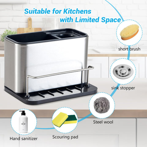 Ecookware LGX removable-design sink organizer keeps cleaning tools neatly organized.