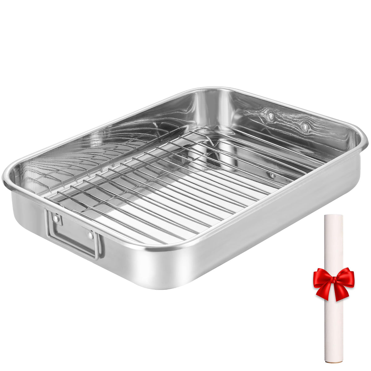 Ecookware by LGX roasting pan with rack and handles for even turkey roasting.
