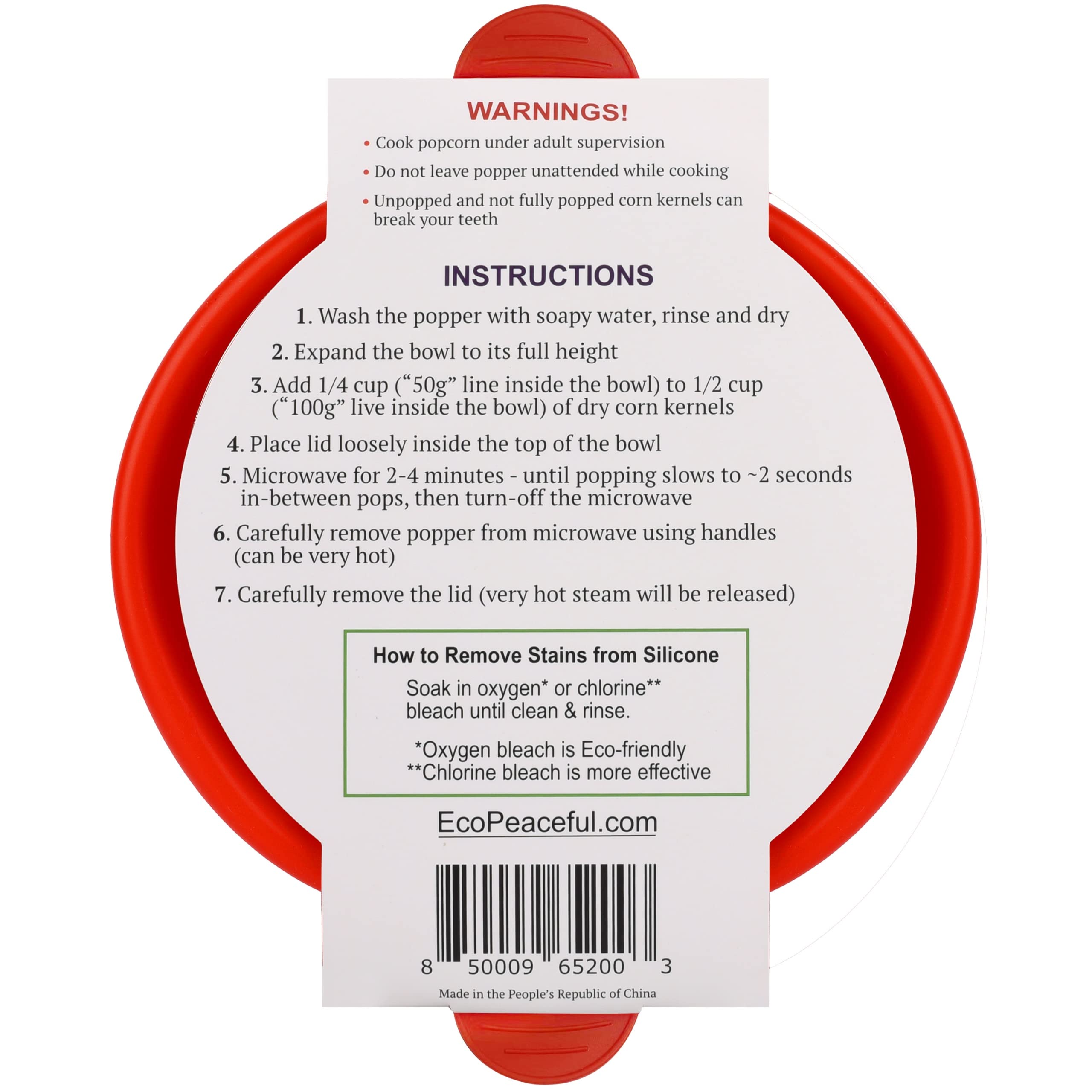 EcoPeaceful 100% silicone material emphasizing durability and safety