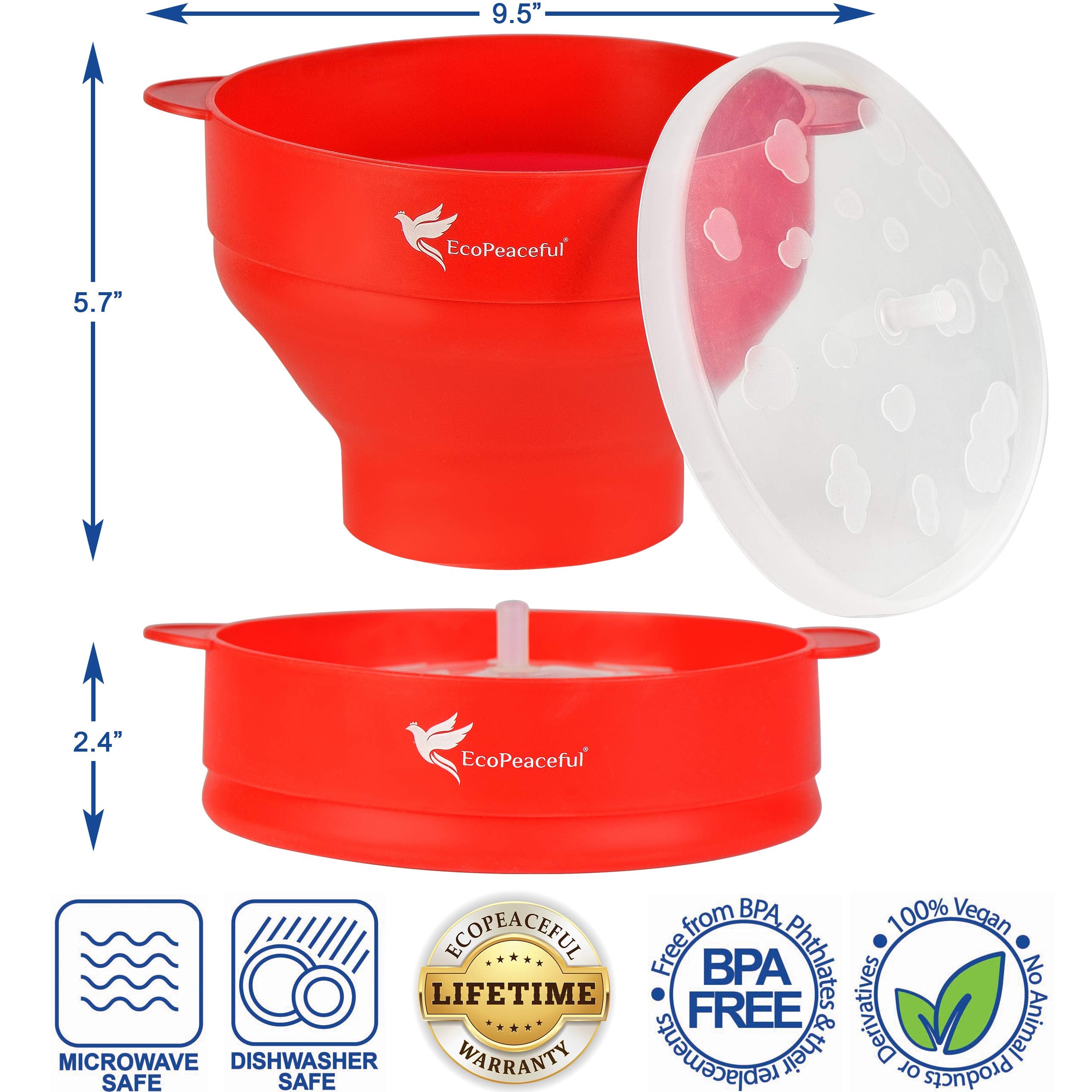 EcoPeaceful popcorn popper interior with measuring lines for portion control