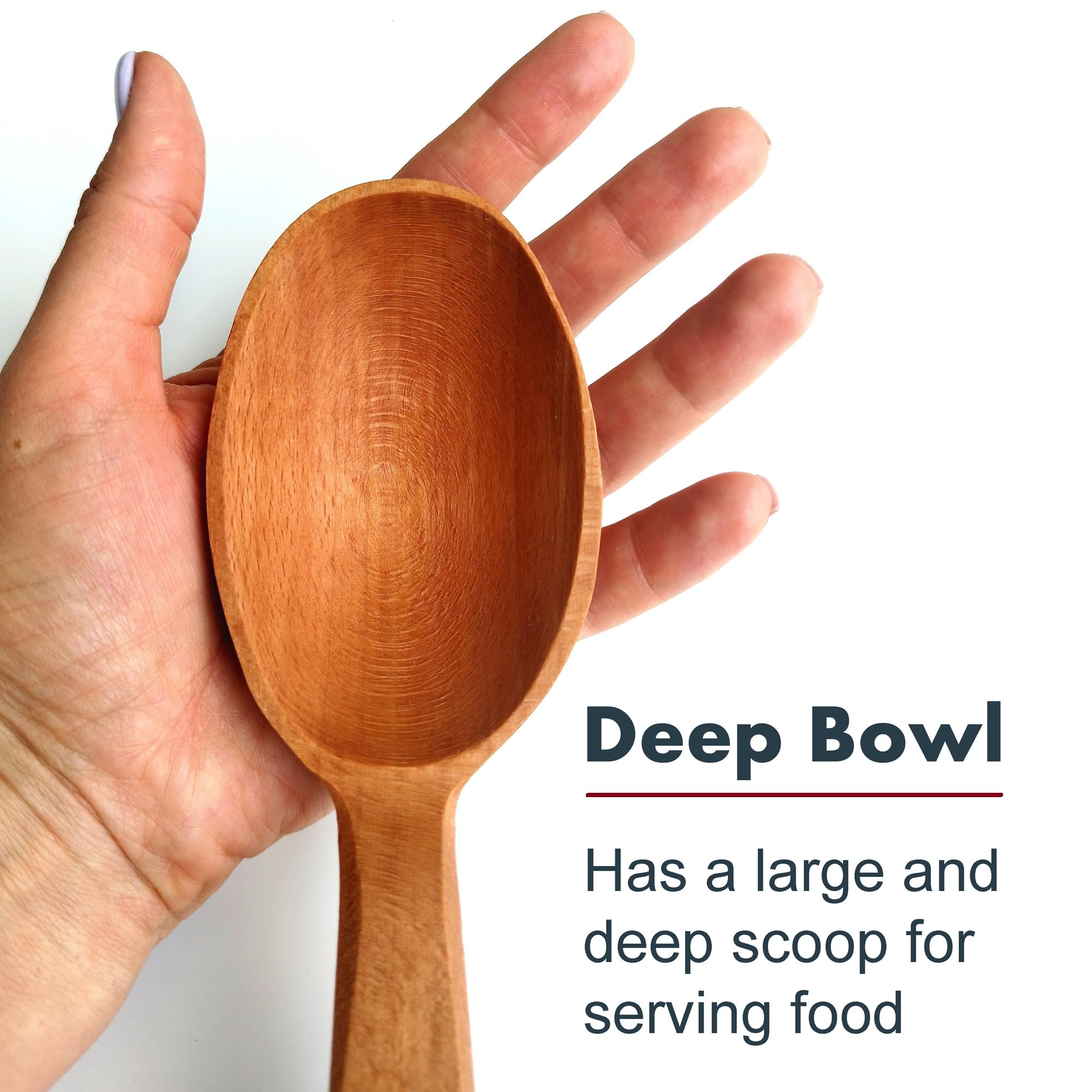 ECOSALL long-handle beechwood spoon keeps hands away from heat while stirring