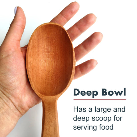 ECOSALL long-handle beechwood spoon keeps hands away from heat while stirring