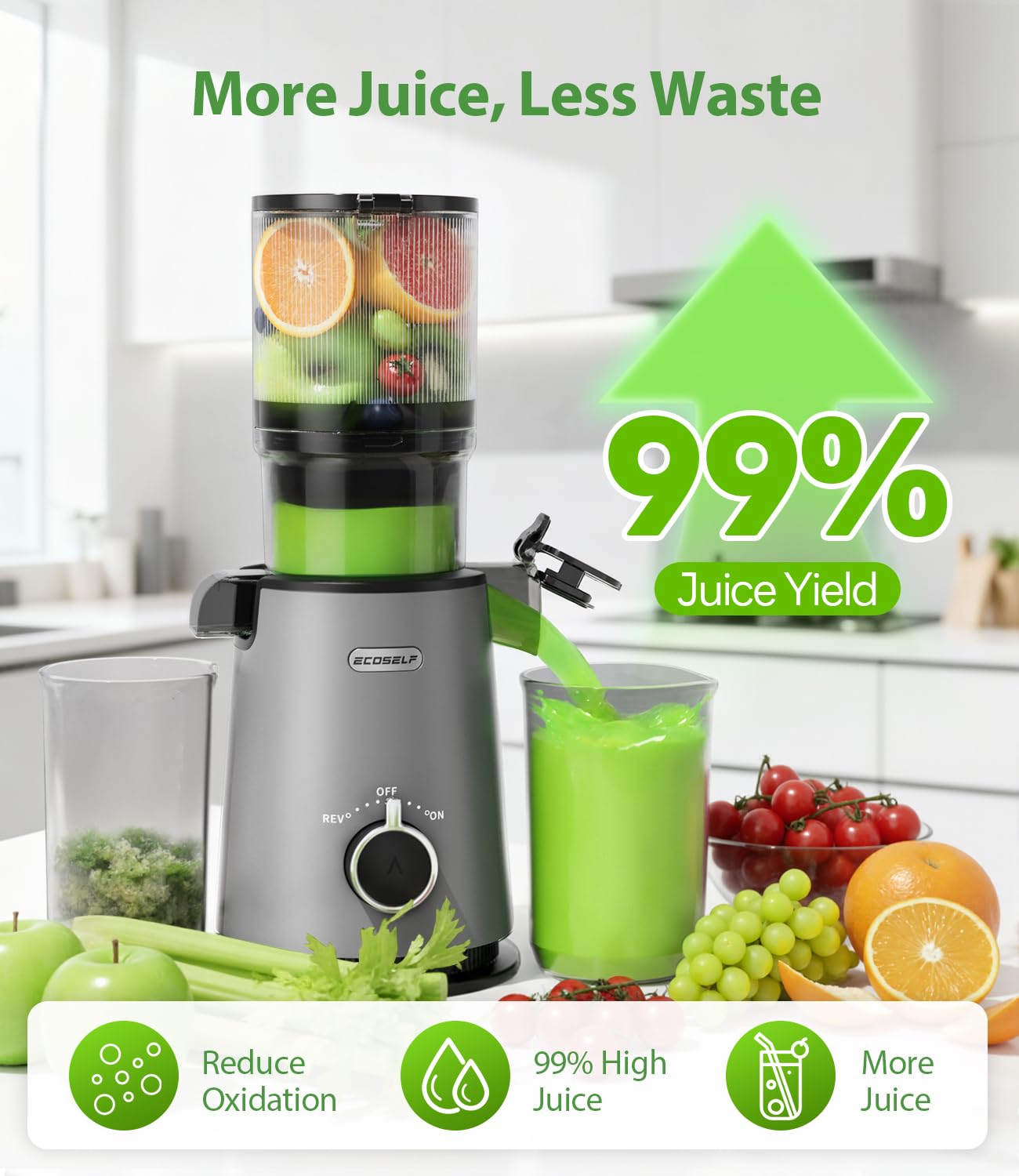 ECOSELF slow masticating technology preserves nutrients and flavor