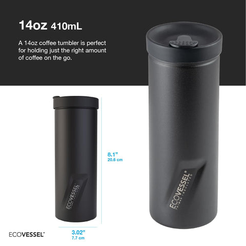 EcoVessel easy-clean French press with dishwasher-safe parts.