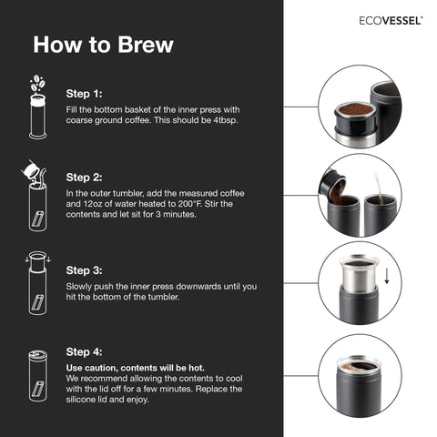 EcoVessel stainless steel insulated press preserves heat for hours.
