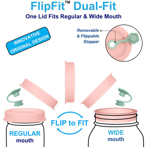 EcoWave FlipFit straw-hole lid for wide-mouth jars, spill-free hydration.
