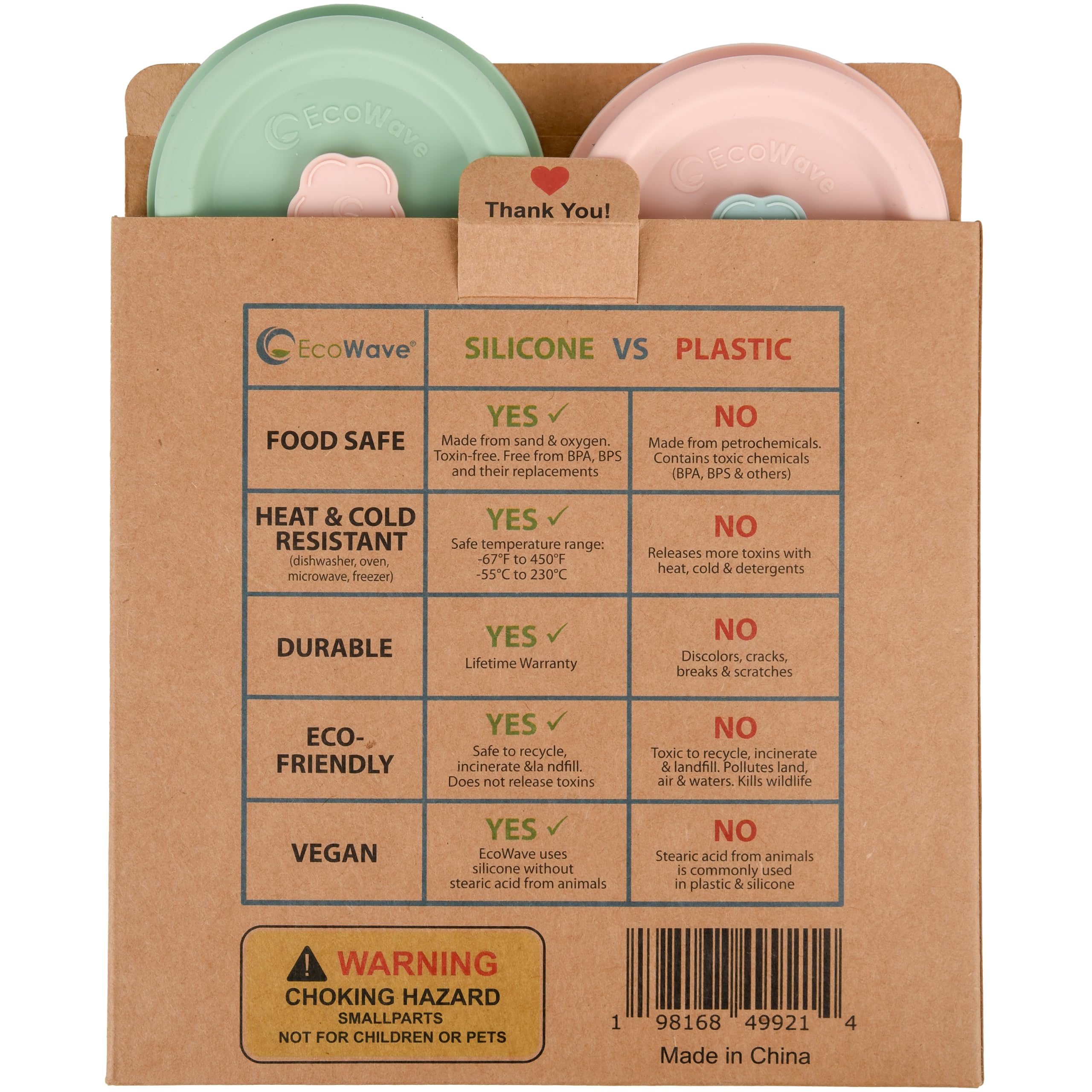EcoWave FlipFit lid tolerates -40F to 425F for versatile use.