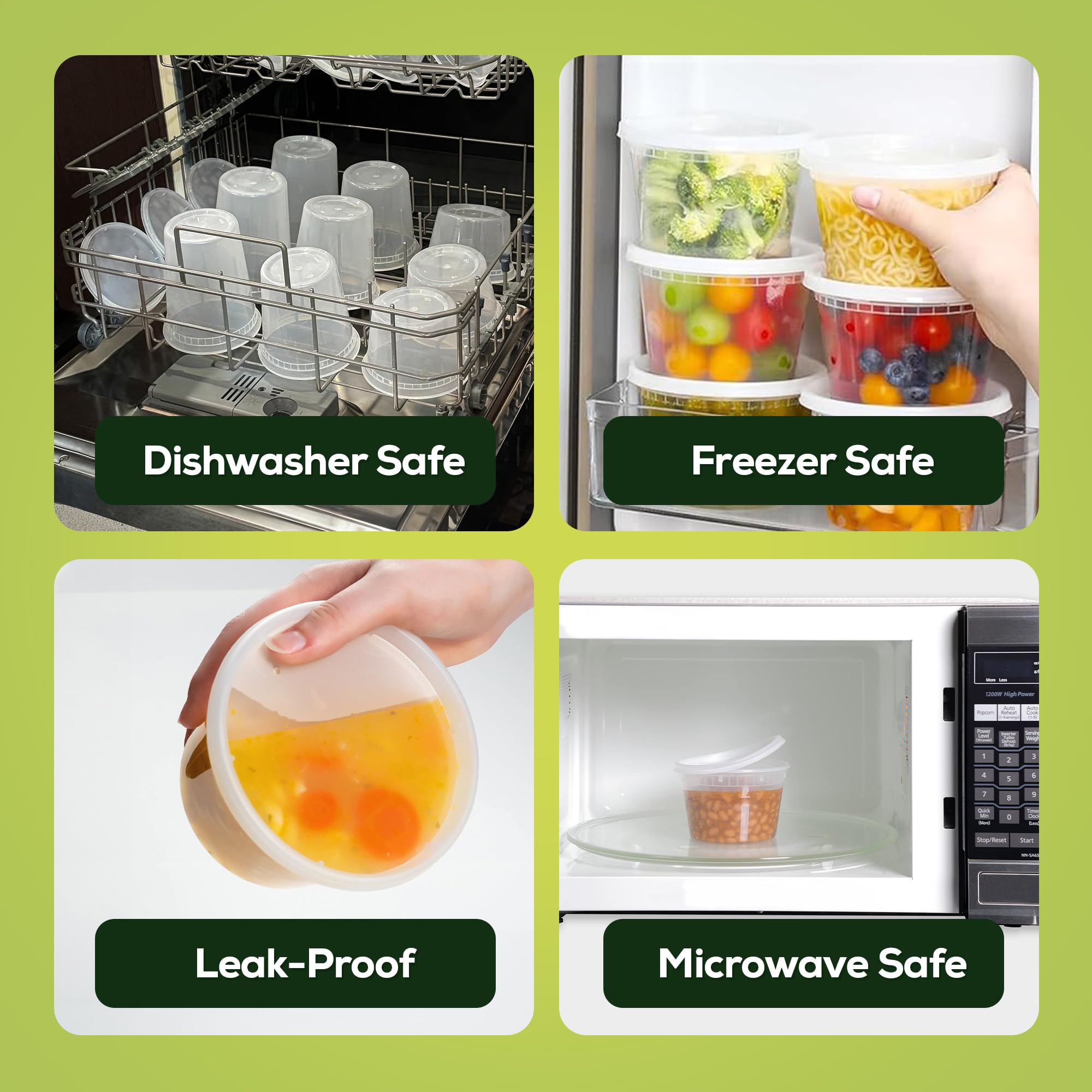 ecoZo 16 oz freezer container stacks neatly to save space.
