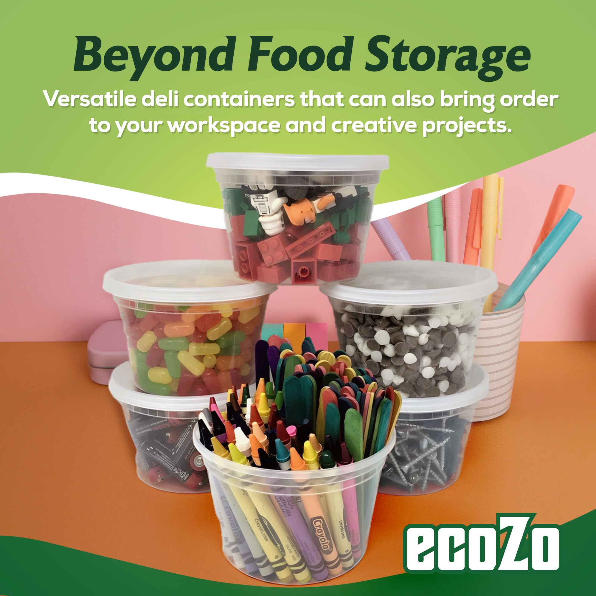 ecoZo 16 oz soup container keeps meals organized in the fridge.