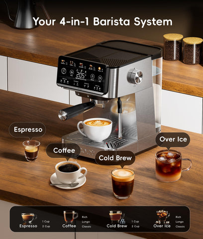 Ecozy 4-in-1 espresso machine cold brew ready in seconds