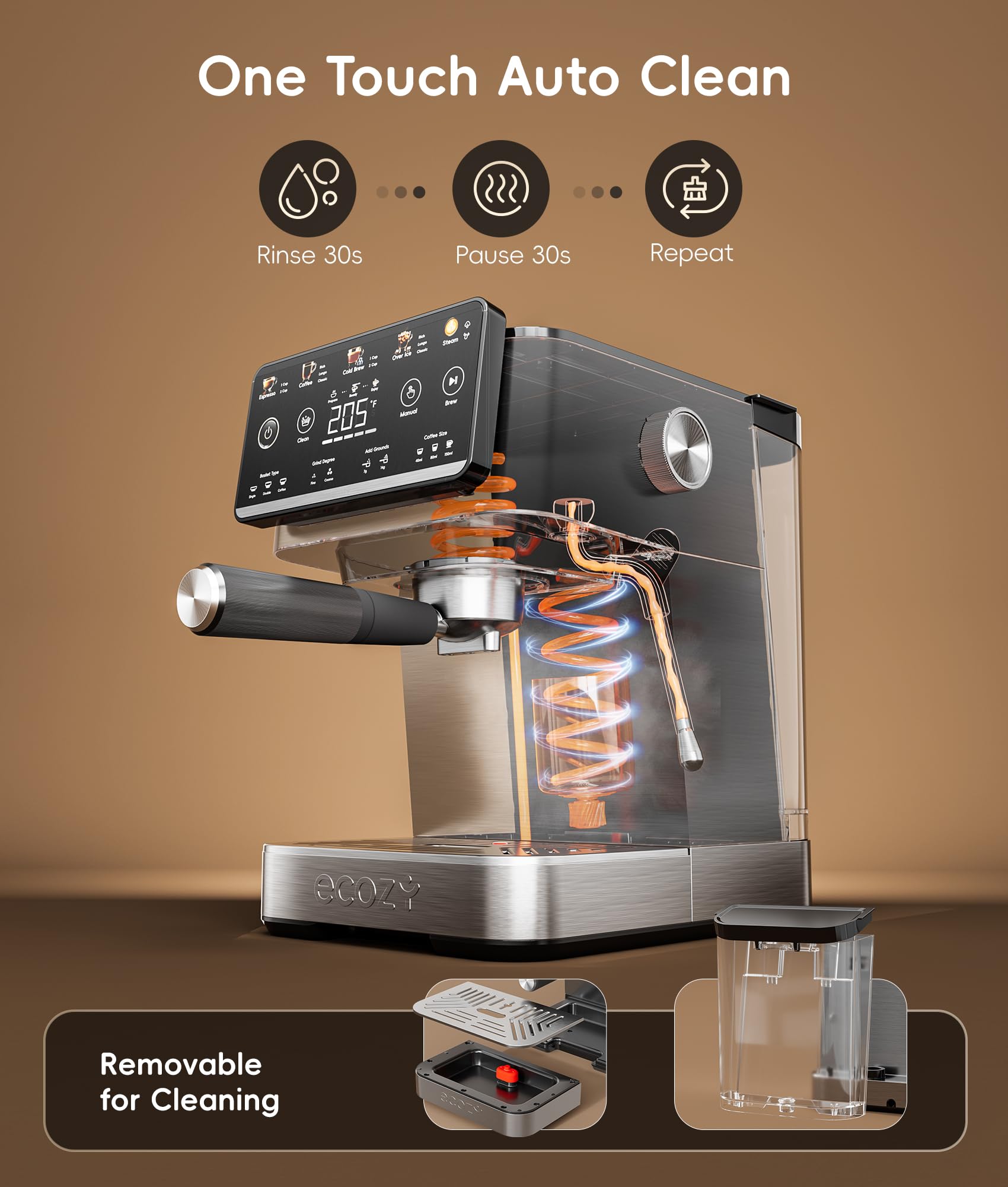 Ecozy one-tap cleaning reminder after 500 cups