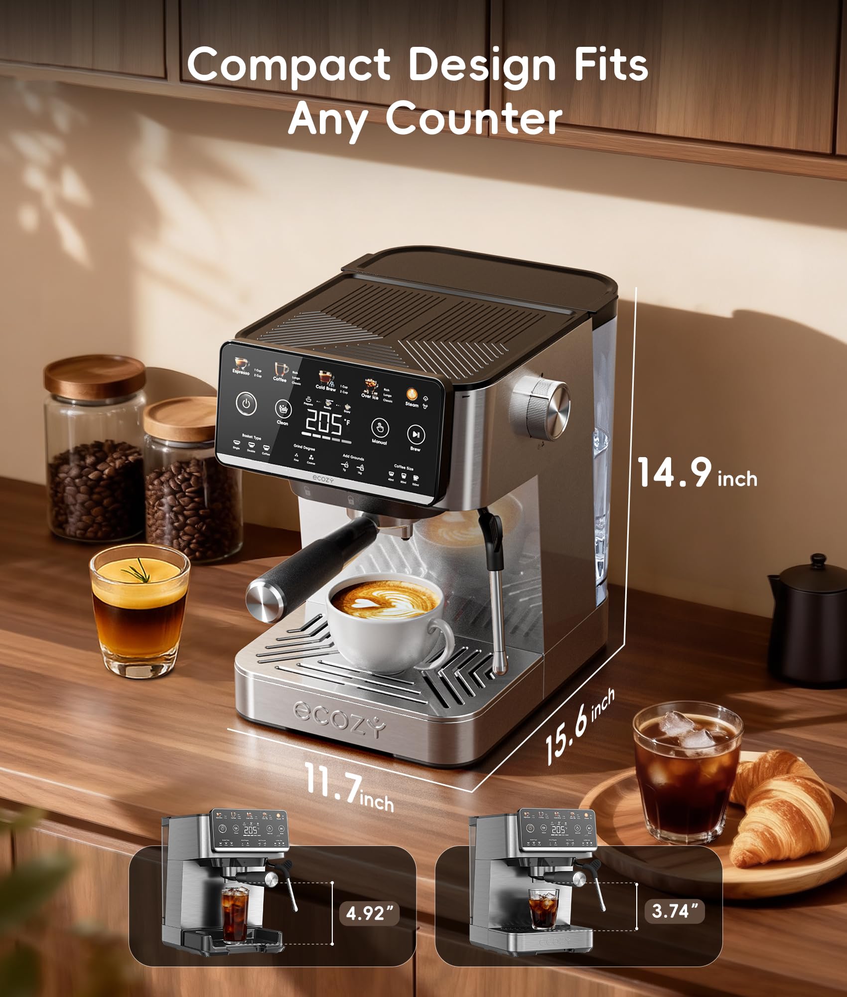 Ecozy included accessories kit with portafilter and baskets