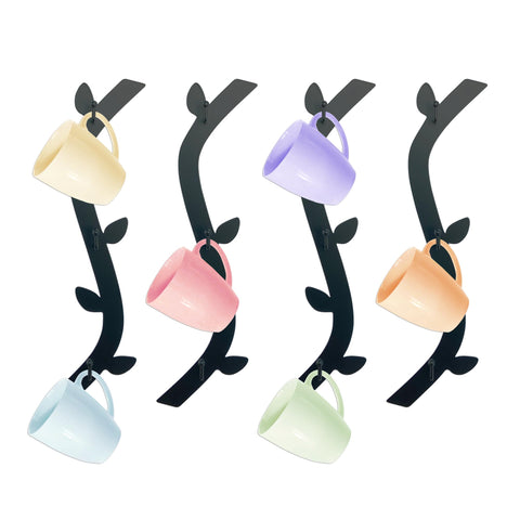 Ecqizer Coffee Mug Wall Rack keeps mugs within easy reach on the wall.