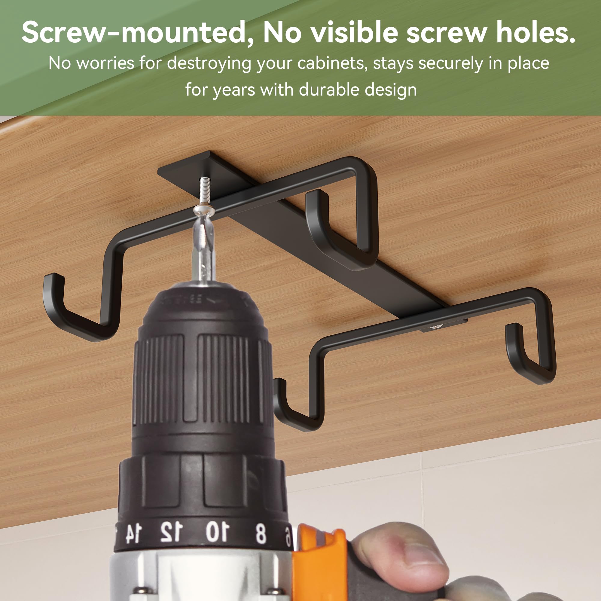 ECROCY 10 lbs per hook capacity handles sturdy mugs and travel tumblers.