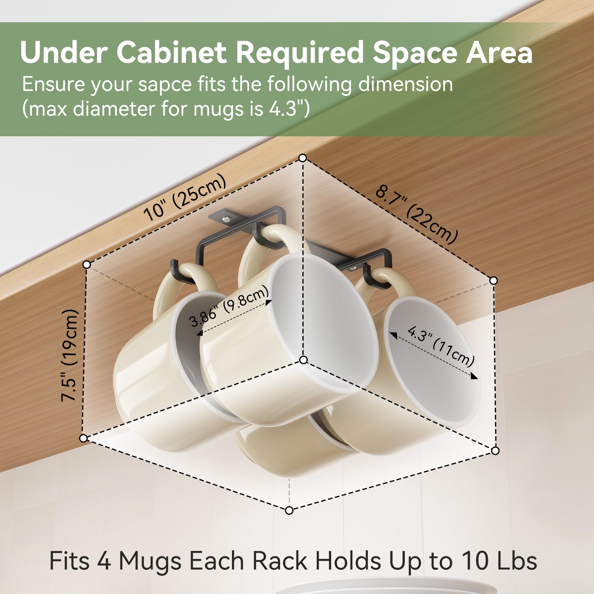 ECROCY heavy-duty iron mug hooks provide durable support for everyday mugs.