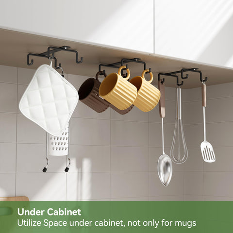 ECROCY multipurpose hooks hold mugs, glasses, and accessories for organization.
