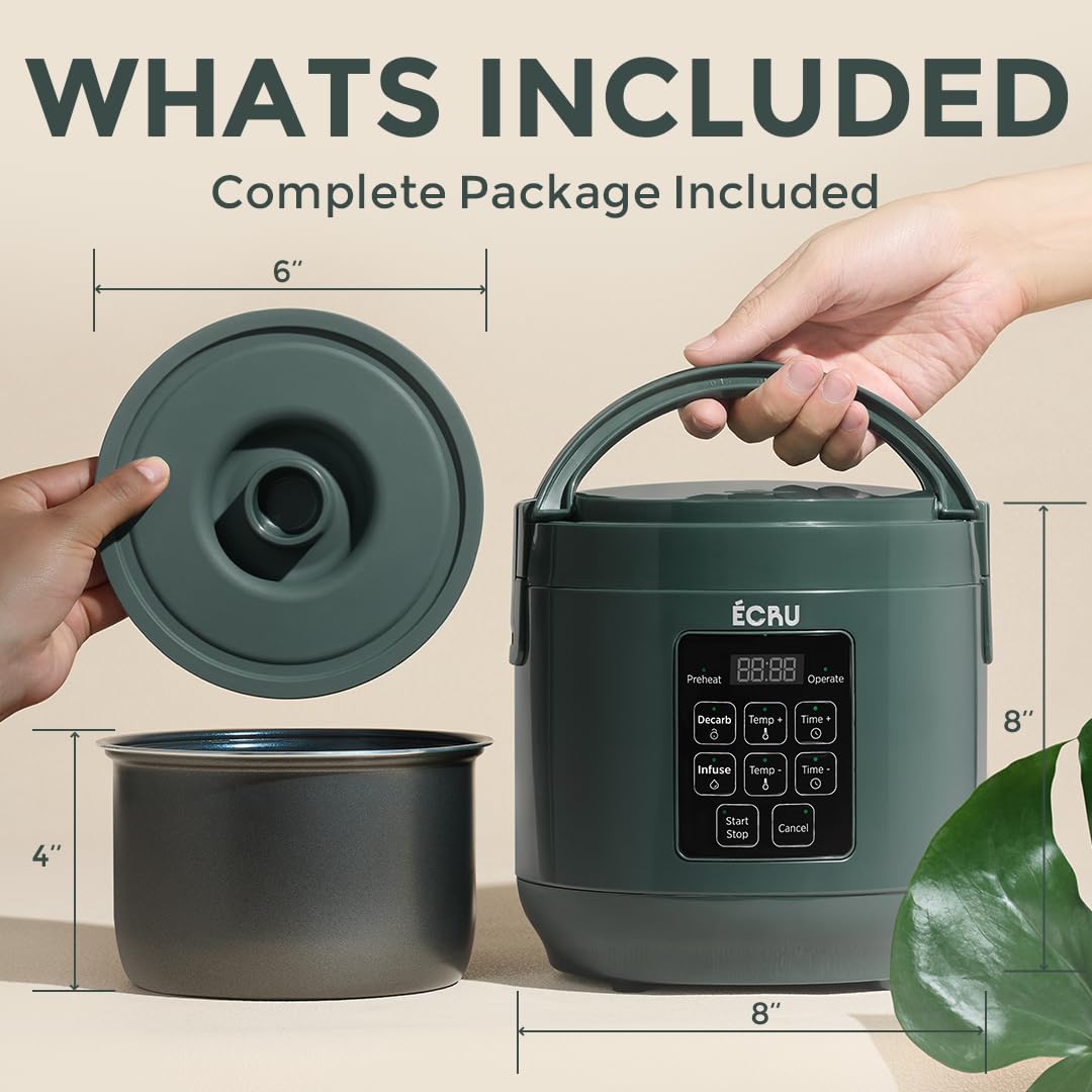 ECRU odorless design emphasizes discreet kitchen use during herb heating.