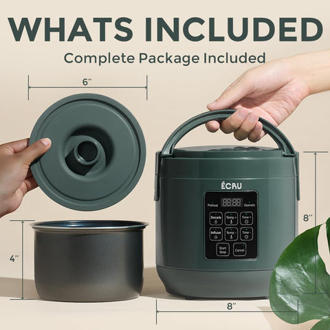 ECRU odorless design emphasizes discreet kitchen use during herb heating.