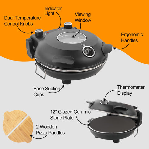 Dual temp controls on the ECUMFFY oven allow customizing top and bottom heat.