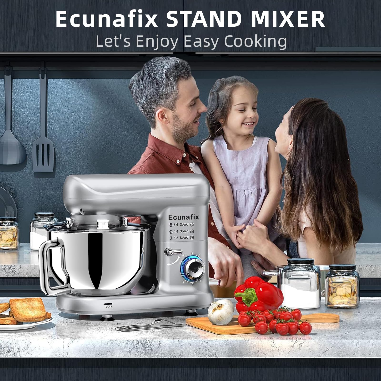 Ecunafix beater attachment blends cakes and batters smoothly.
