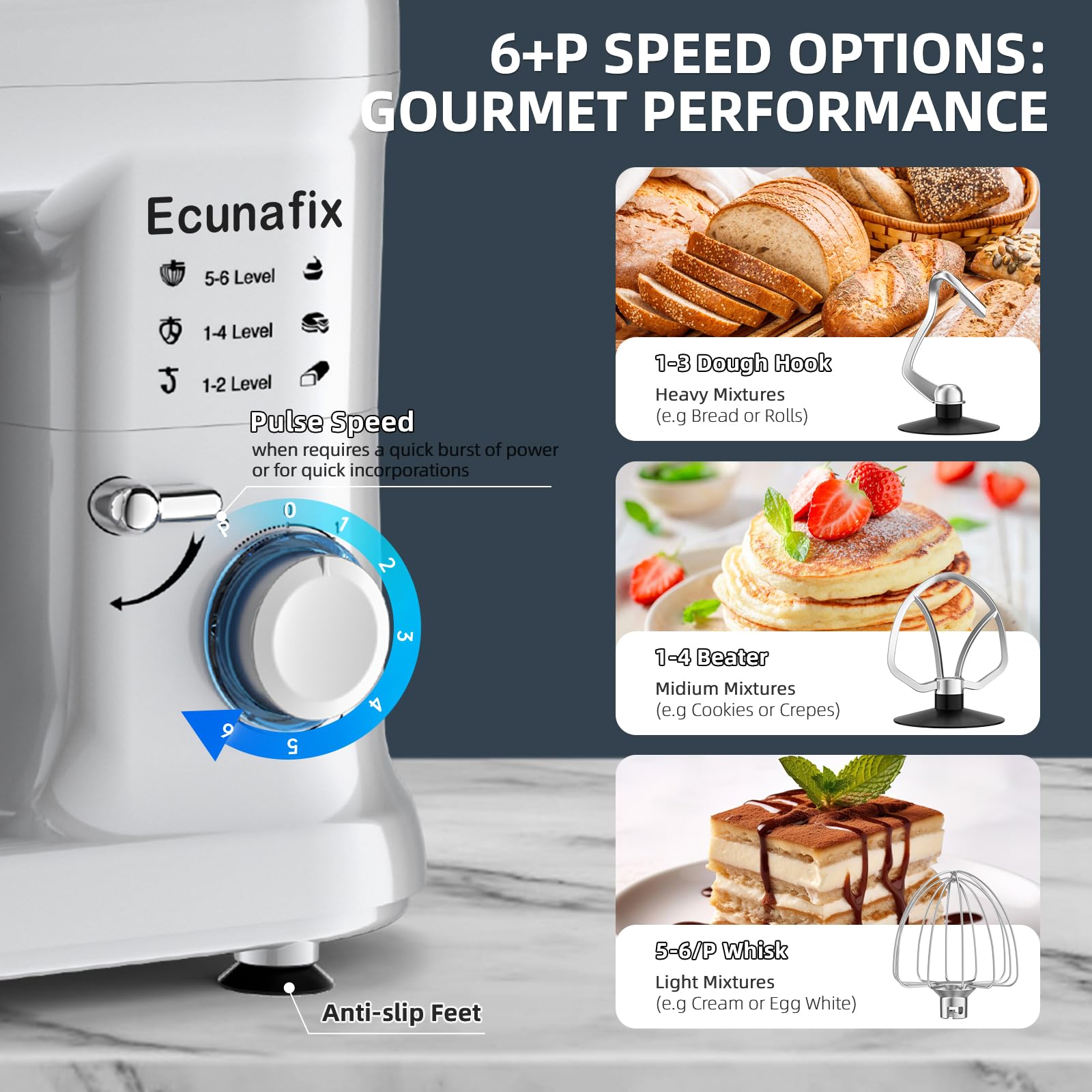 Ecunafix tilting head mixer offers easy access and safety.