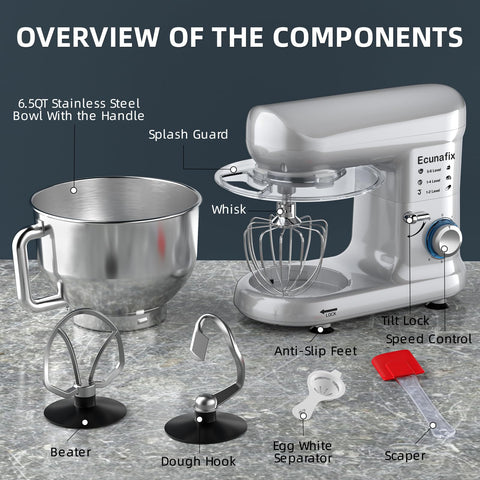 Ecunafix whisk attachment creates light, airy textures.
