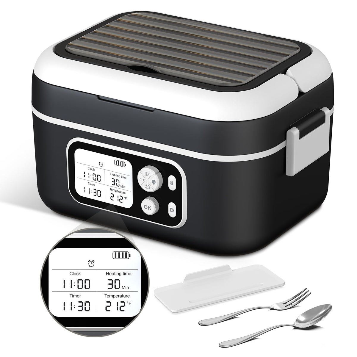 EDCREATY cordless heated lunch box on office desk for hot meals
