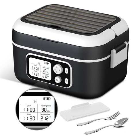 EDCREATY cordless heated lunch box on office desk for hot meals