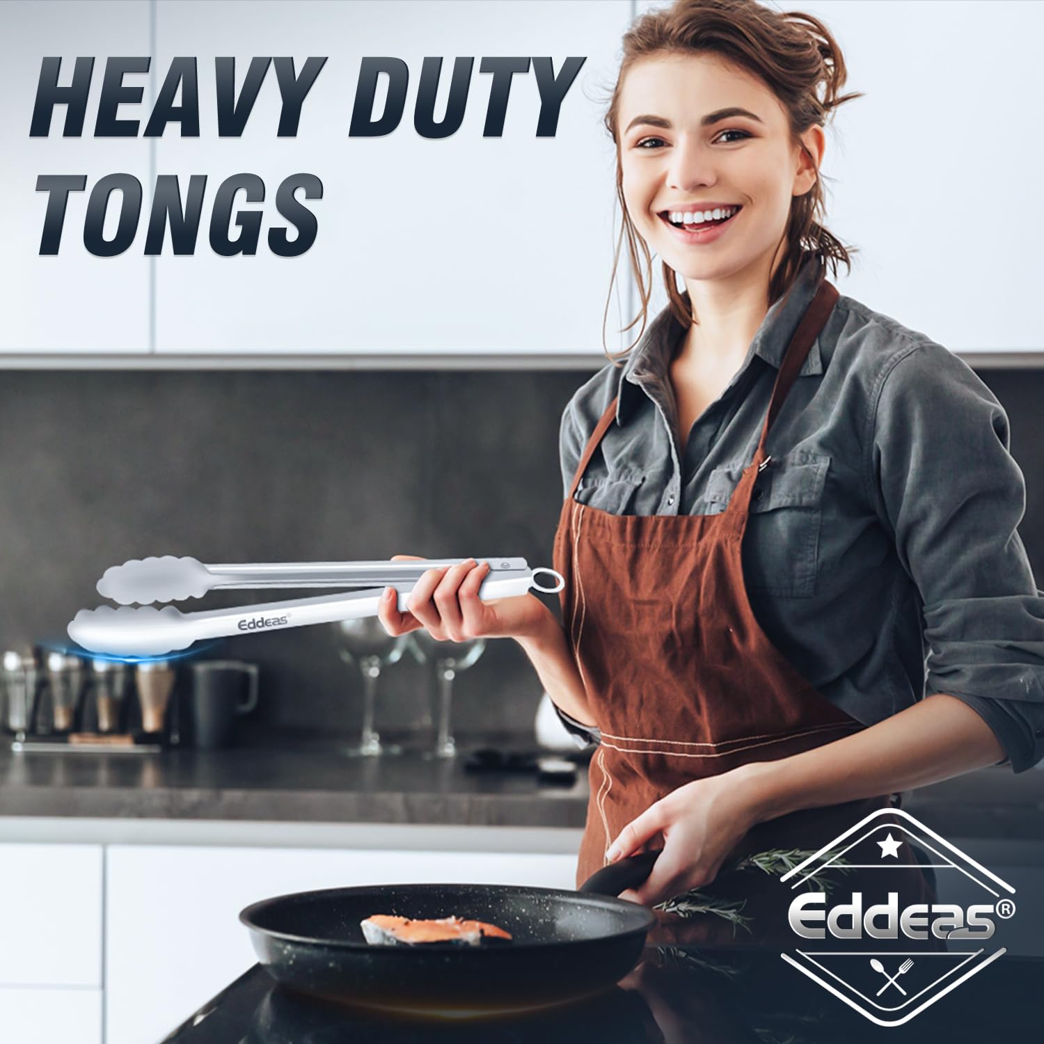 12-inch Eddeas kitchen tongs for larger cookware and grilling
