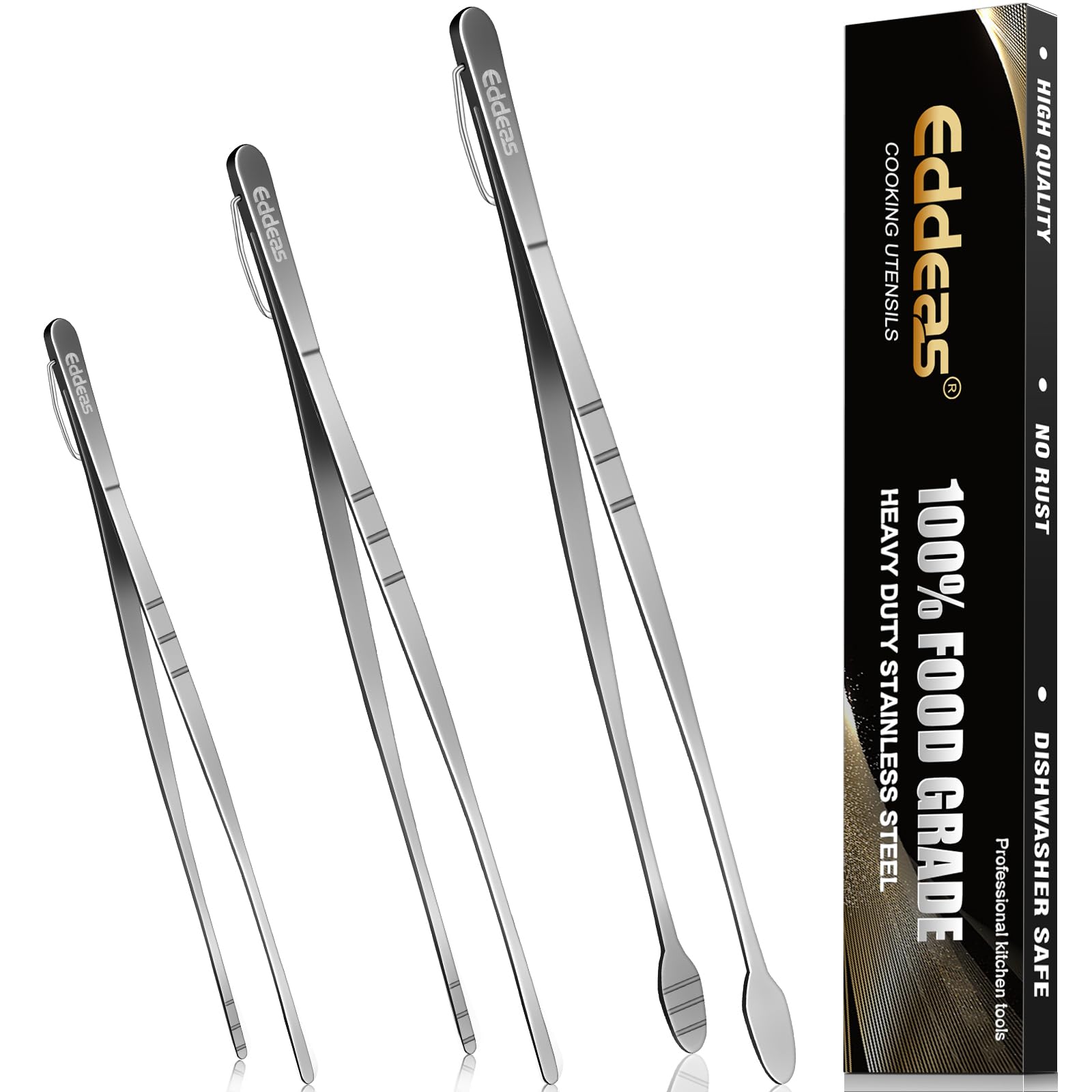 Eddeas kitchen tweezers 12-inch meat and pasta grip for precise plating