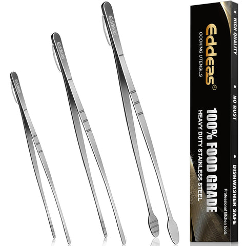 Eddeas kitchen tweezers 12-inch meat and pasta grip for precise plating