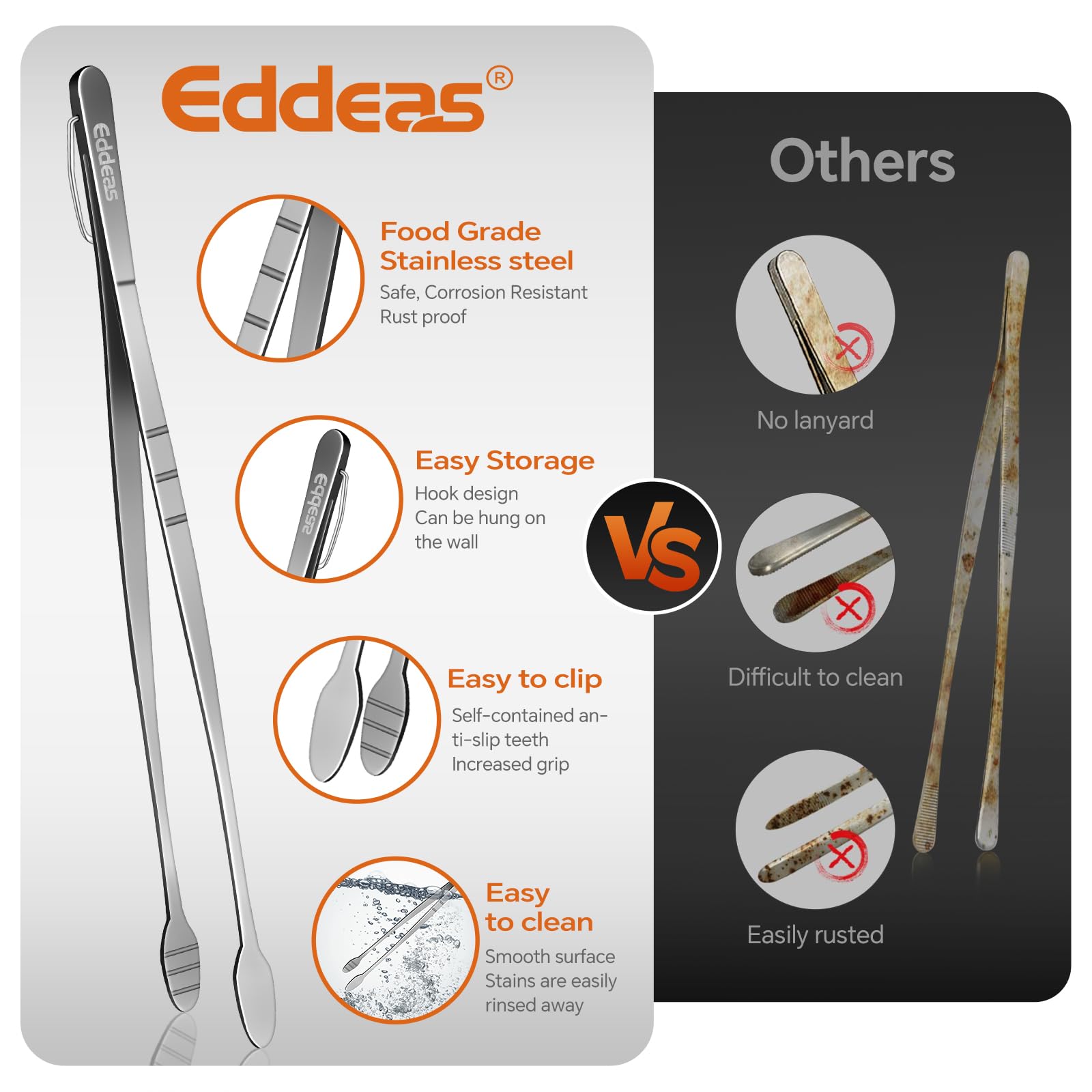 Eddeas kitchen tweezers 8-inch precision grip for small, delicate bites