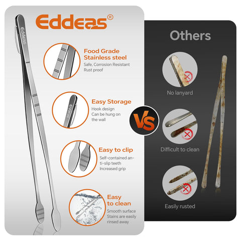 Eddeas kitchen tweezers 8-inch precision grip for small, delicate bites