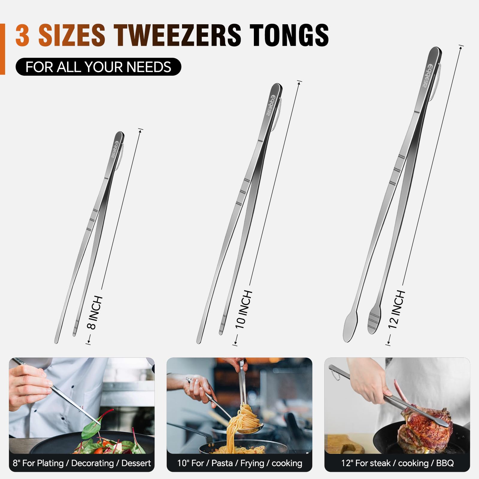 Eddeas kitchen tweezers stainless steel durable tool for everyday use