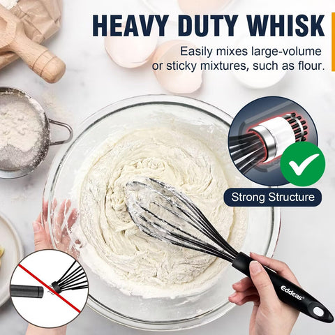 Eddeas silicone whisk, 9in balloon, ideal for cake batter and thicker mixtures.
