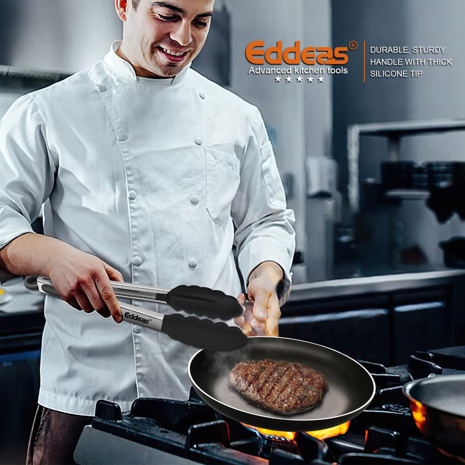 Eddeas stainless steel handle design emphasizes durability and grip.