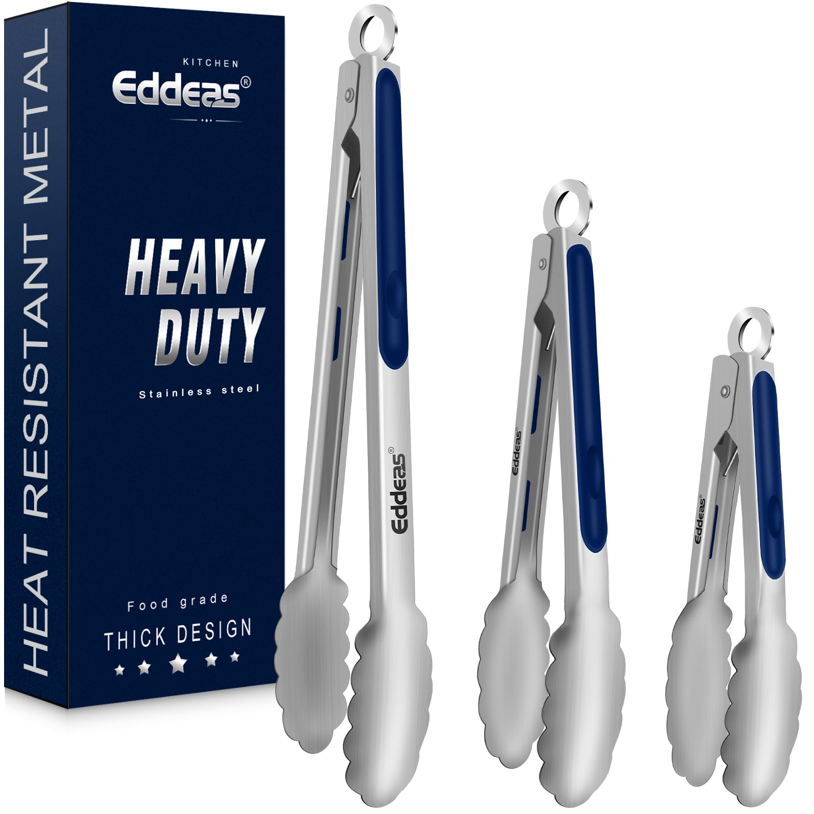 Eddeas cooking tongs 7 inch blue for precise food grabbing and control