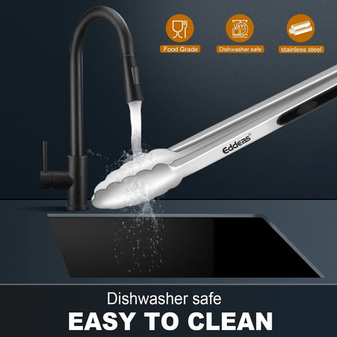 Eddeas one-piece stainless steel tong demonstrates rust resistance and durability.