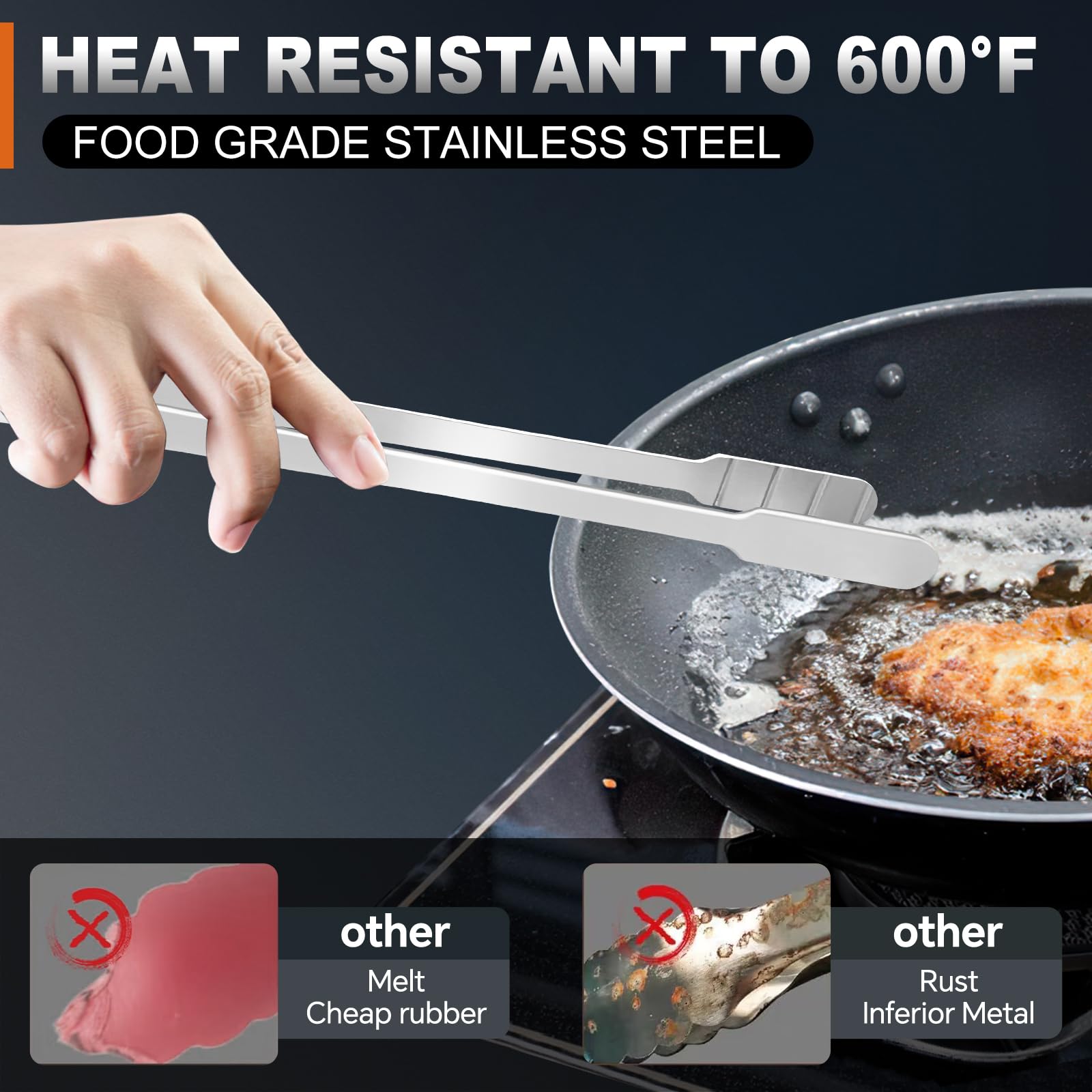 Eddeas fine-teeth tip design prevents slipping when picking slippery foods.