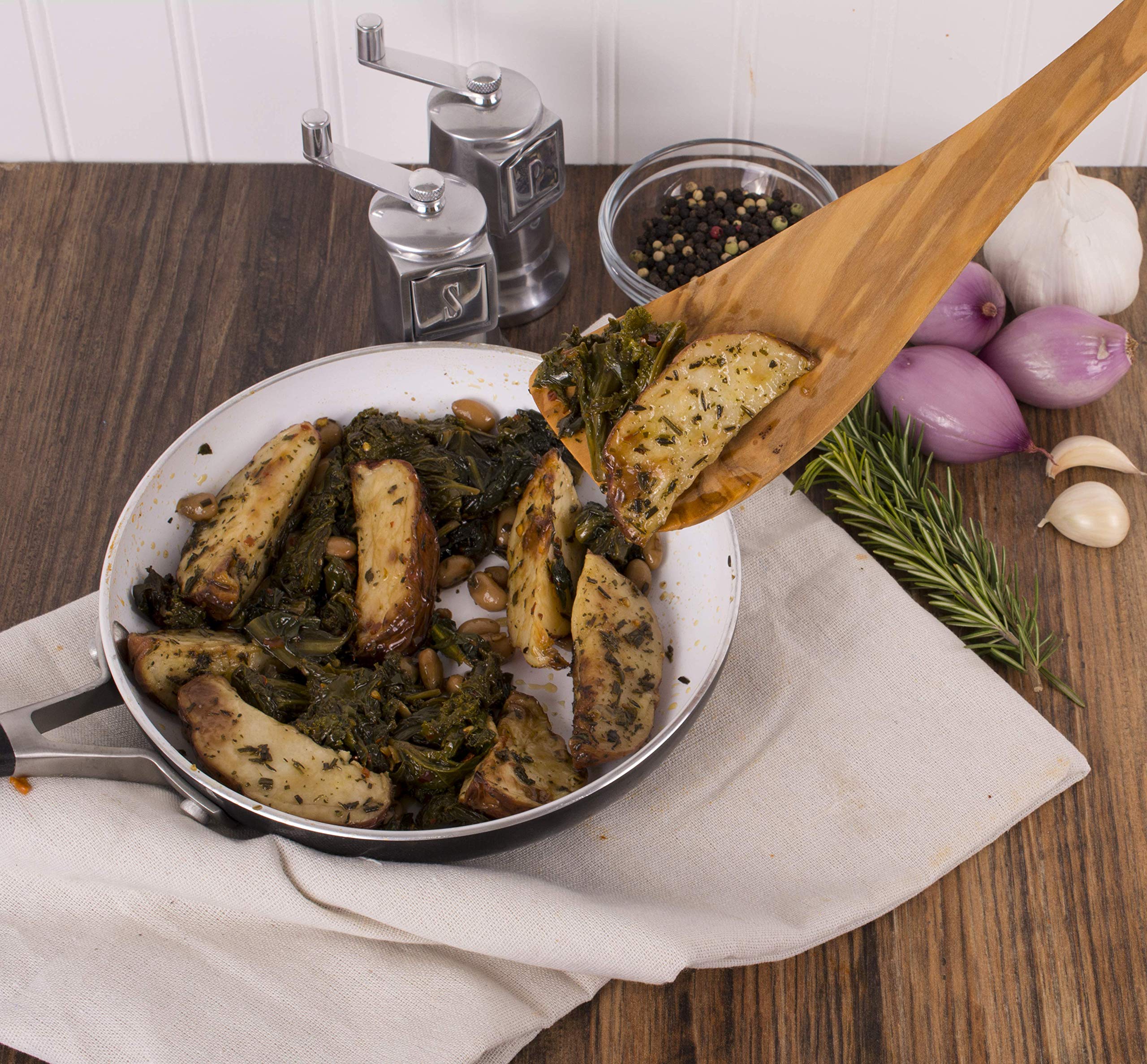 Eddingtons olive wood wide spatula designed for safe use with nonstick cookware
