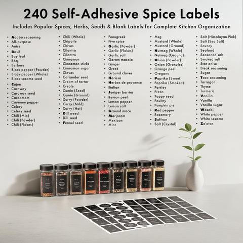 EDELHAUS 240-label set enhances quick spice identification.