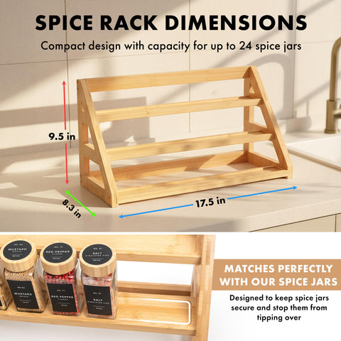 EDELHAUS 3-tier bamboo spice rack side profile shows stable construction for daily use.