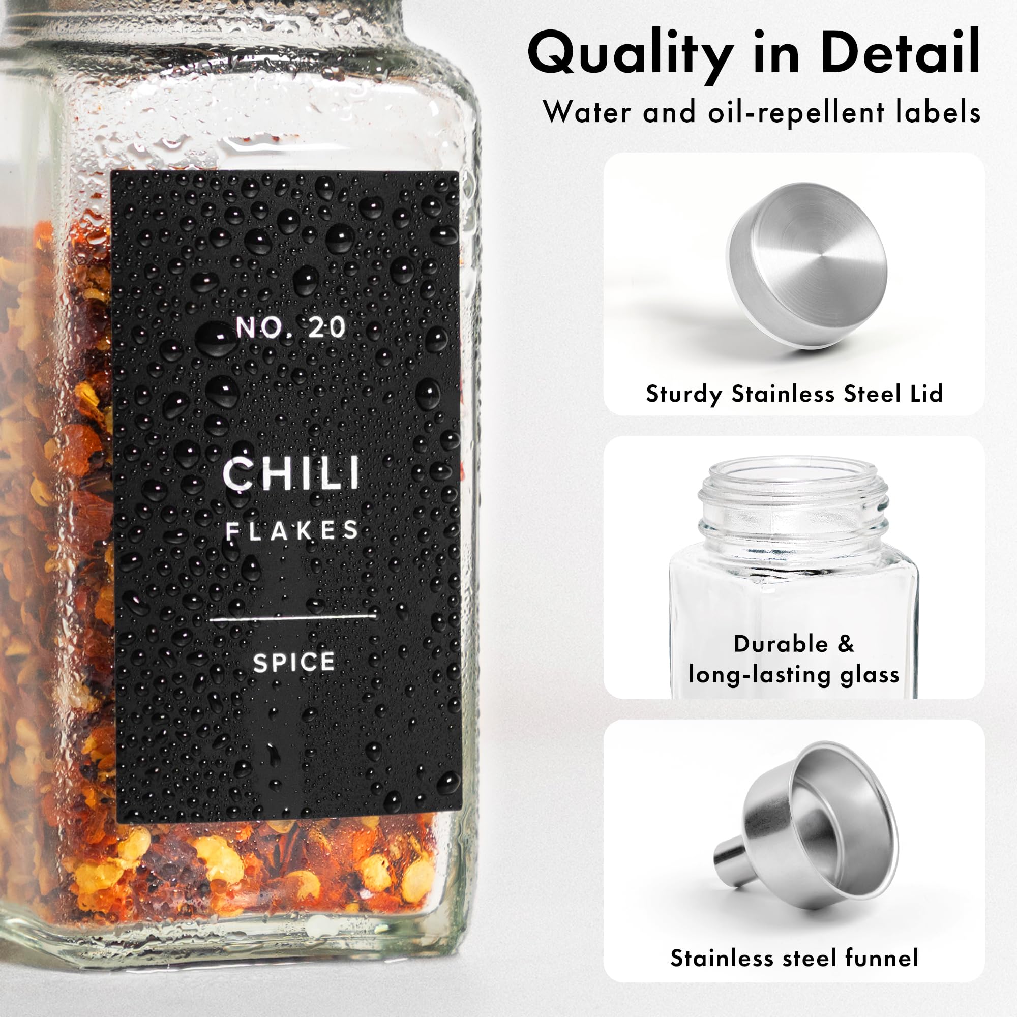 EDELHAUS 4oz spice jars in a tidy pantry setup.