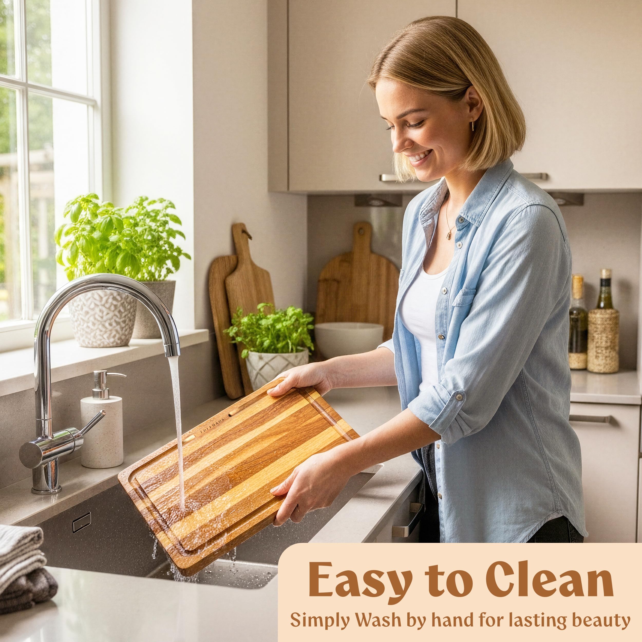 EDELHAUS Acacia board set doubles as a stylish charcuterie or cheese board.